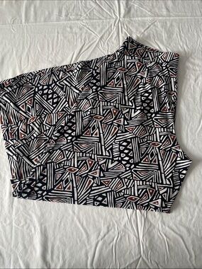 Cato Geo Print Wide Leg Pull On Pants 14/16W Black White Rust Boho